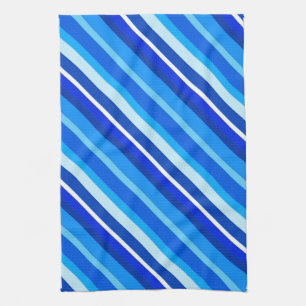 Layered candy stripes - cobalt and pale blue kitchen towel