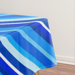 Layered candy stripes - cobalt and pale blue tablecloth