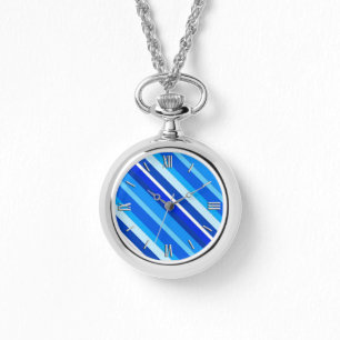 Layered candy stripes - cobalt and pale blue watch