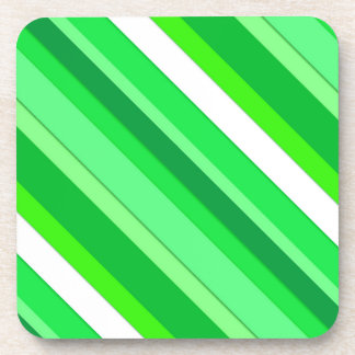 Layered candy stripes - emerald green and white coaster