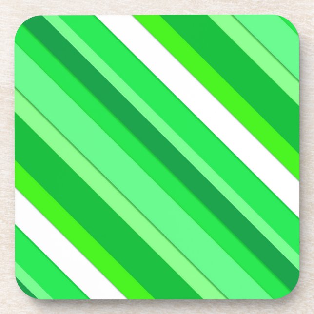 Layered candy stripes - emerald green and white coaster (Front)