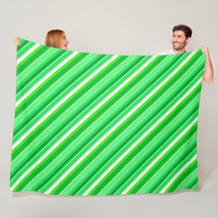 Layered candy stripes - emerald green and white fleece blanket