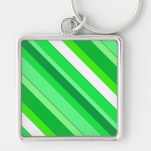 Layered candy stripes - emerald green and white keychain
