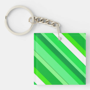 Layered candy stripes - emerald green and white keychain