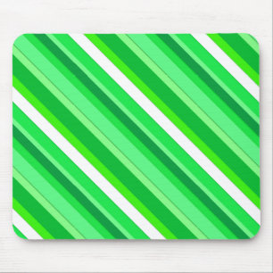 Layered candy stripes - emerald green and white mouse pad