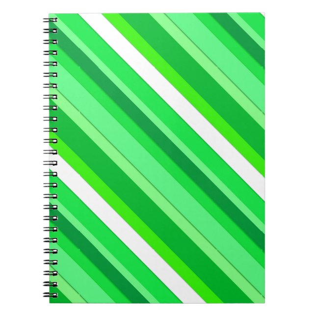 Layered candy stripes - emerald green and white notebook (Front)