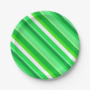 Layered candy stripes - emerald green and white paper plate