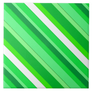Layered candy stripes - emerald green and white tile
