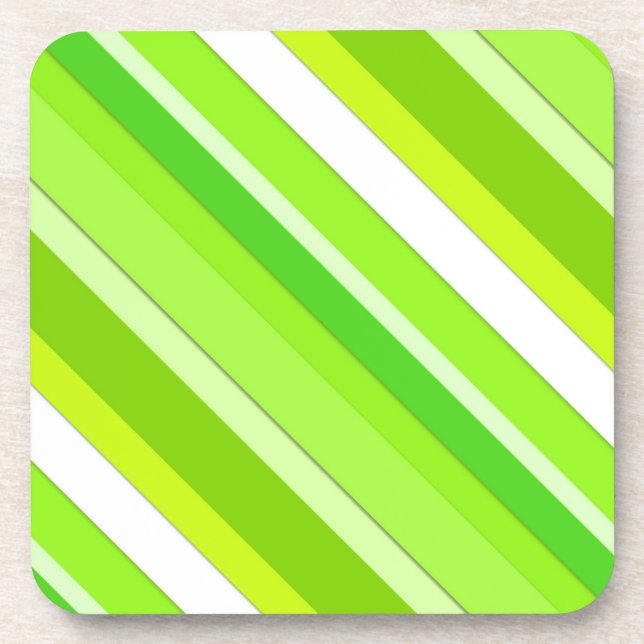 Layered candy stripes - lime green and white coaster (Front)