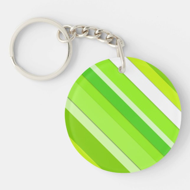 Layered candy stripes - lime green and white keychain (Front)