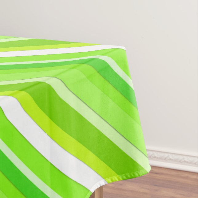 Layered candy stripes - lime green and white tablecloth (In Situ)