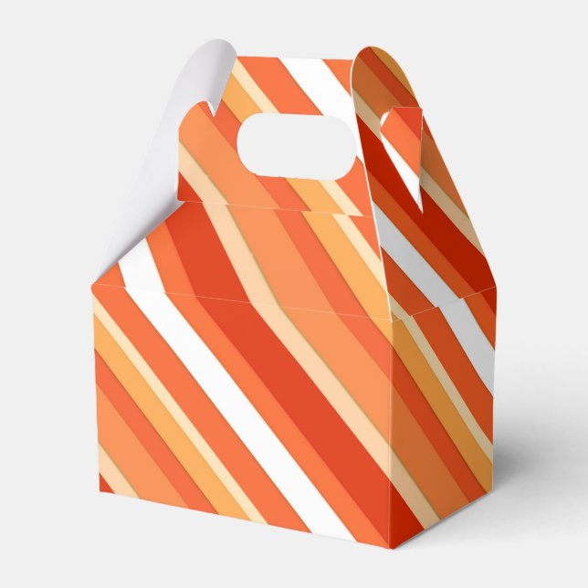 Layered candy stripes - orange and white favor box (Front Side)