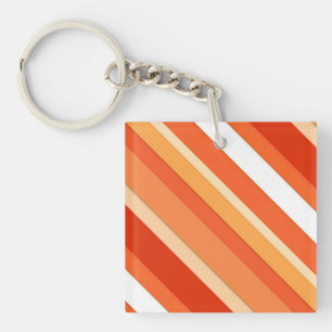 Layered candy stripes - orange and white keychain