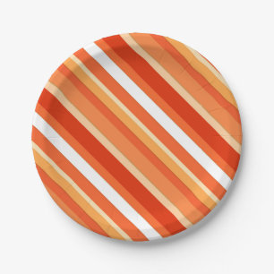 Layered candy stripes - orange and white paper plate