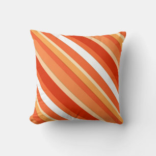 Layered candy stripes - orange and white throw pillow