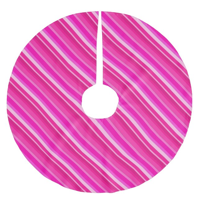 Layered candy stripes - pink and fuchsia brushed polyester tree skirt (Front)