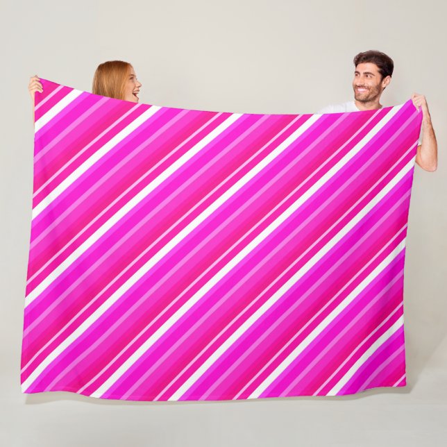 Layered candy stripes - pink and fuchsia fleece blanket (In Situ)