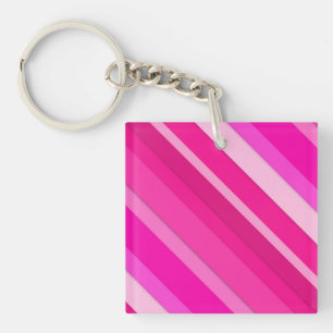 Layered candy stripes - pink and fuchsia keychain