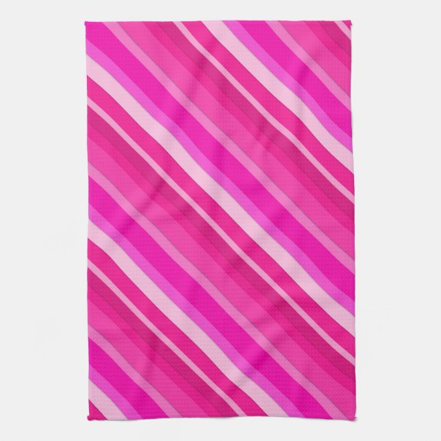 Layered candy stripes - pink and fuchsia kitchen towel (Vertical)