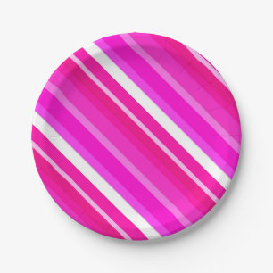 Layered candy stripes - pink and fuchsia paper plate