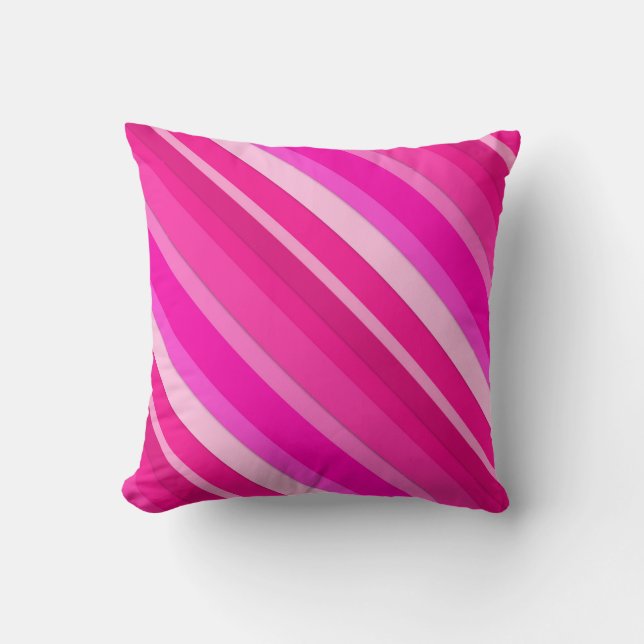 Layered candy stripes - pink and fuchsia throw pillow (Front)