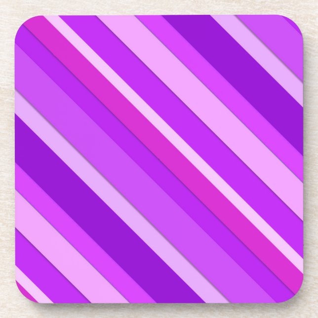 Layered candy stripes - purple and orchid coaster (Front)