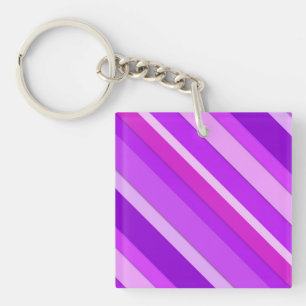 Layered candy stripes - purple and orchid keychain