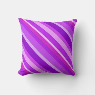 Layered candy stripes - purple and orchid throw pillow