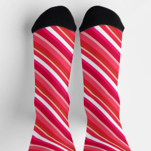 Layered Candy Stripes - Red and White  Socks