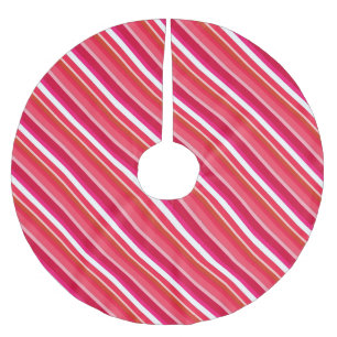 Layered candy stripes - red, pink and white brushed polyester tree skirt