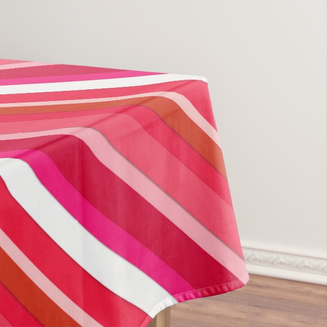 Layered candy stripes - red, pink and white tablecloth (In Situ)