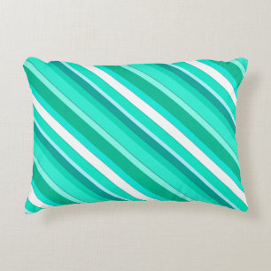 Layered candy stripes - turquoise and white accent pillow