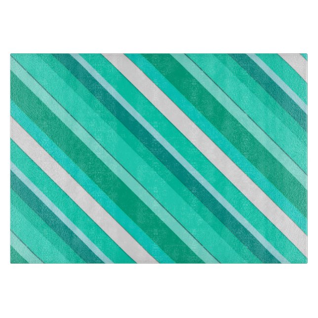 Layered candy stripes - turquoise and white cutting board (Front)