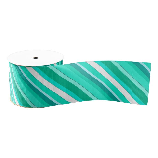 Layered candy stripes - turquoise and white grosgrain ribbon (Spool)