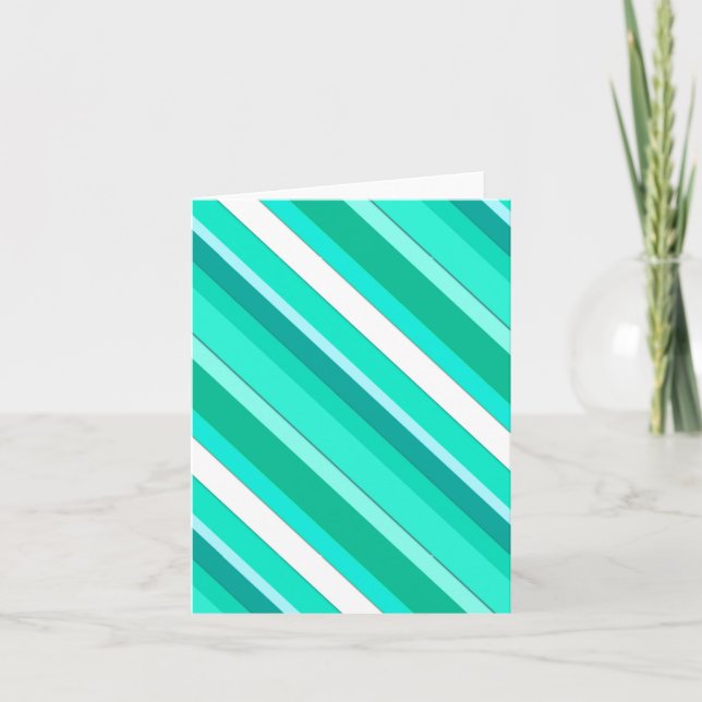 Layered candy stripes - turquoise and white holiday card (Front)