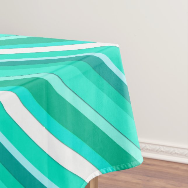 Layered candy stripes - turquoise and white tablecloth (In Situ)