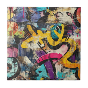 Layered City Wall Abstract with Bold Colour Palett Tile