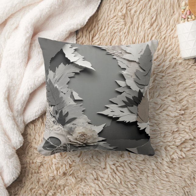 Layered collage effect torn paper textured element throw pillow (Blanket)