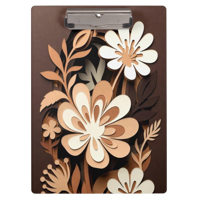 Layered Floral Paper-Cut Harmony Clipboard (Front)