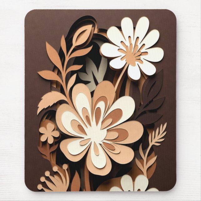 Layered Floral Paper-Cut Harmony Mouse Pad (Front)