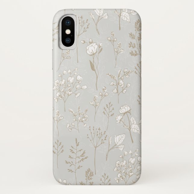 Layered Florals in Silver and Gold Case-Mate iPhone Case (Back)