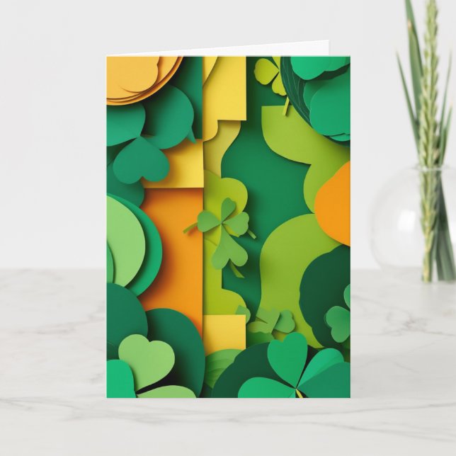 Layered Green Clover Luck Card (Front)