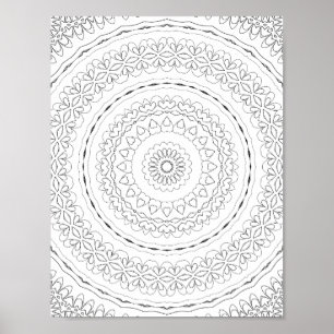 Layered Heart Rings Coloring Page Pattern Design Poster