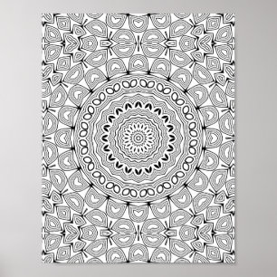 Layered Heartburst Coloring Page Pattern Artwork Poster