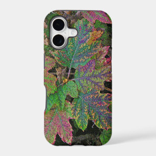 "LAYERED LEAVES/PINK,PURPLE, GOLD AND GREEN/ TEXTU