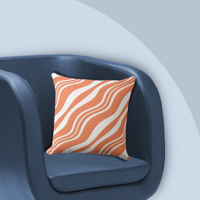 Layered Lines in White and Orange Throw Pillow (Creator Uploaded)