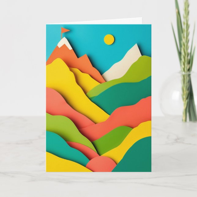 Layered Mountain Flag Peak Card (Front)