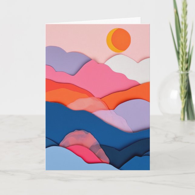 Layered Mountain Sunrise Card (Front)
