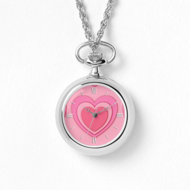Layered paper hearts - peach pink watch (Front)