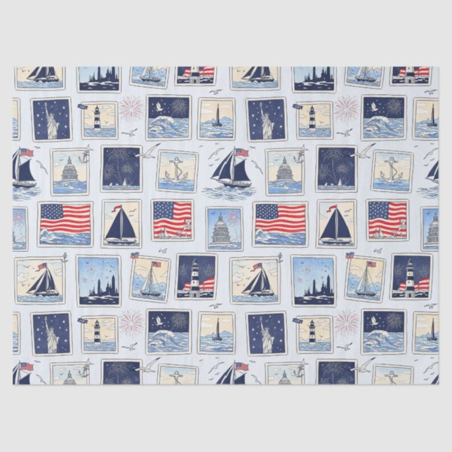 Layered Patriotic Paper Cut Tile Pattern (2) (Front)